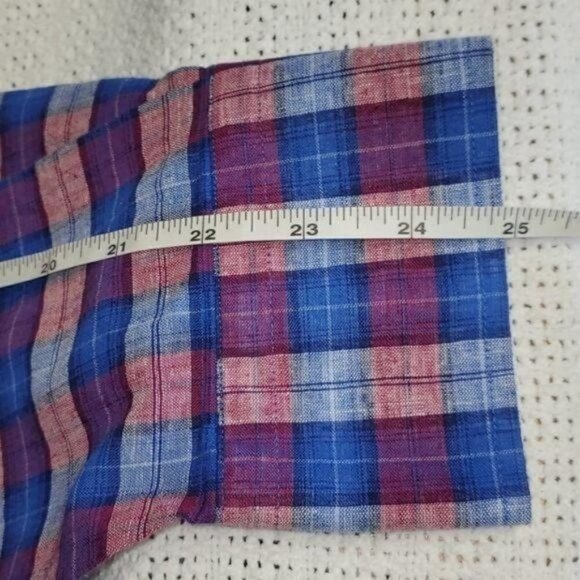 Ledbury Classic Fit Blue/Red Plaid Sz. 17.5 (XL) Long Sleeve Casual Shirt - Picture 8 of 9